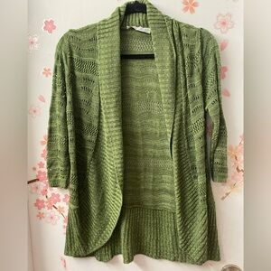 A Knitch Above Olive Open-Front Sweater